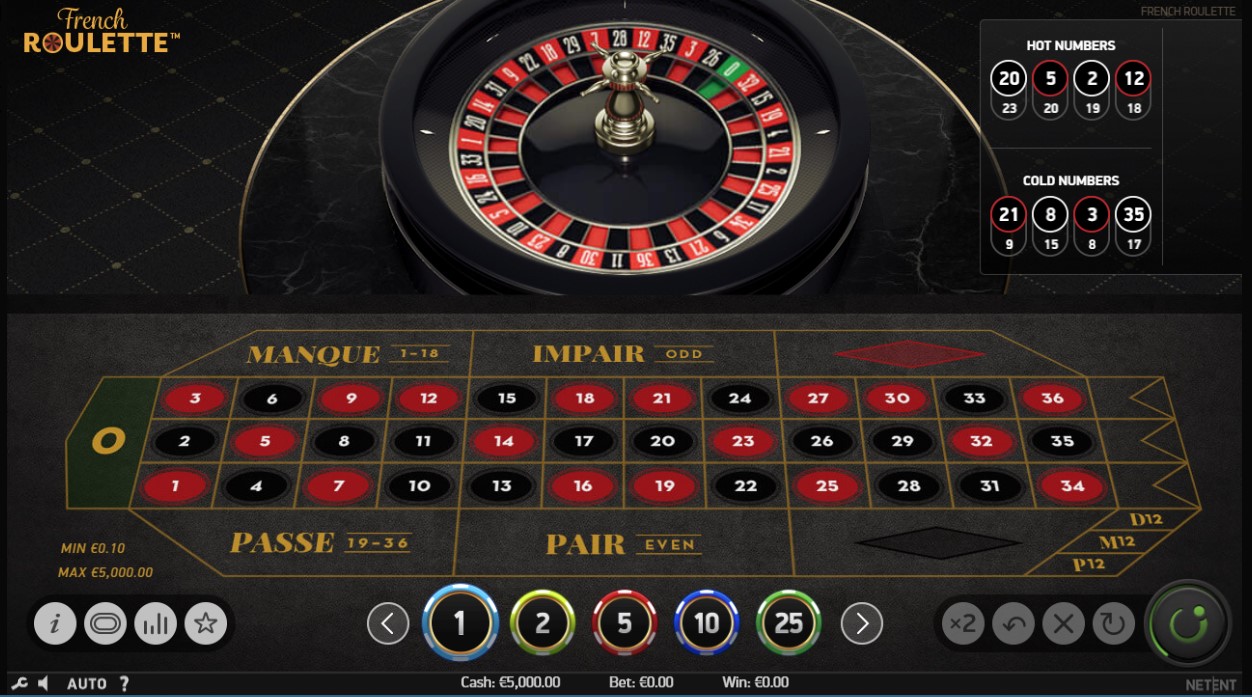 French roulette table and wheel