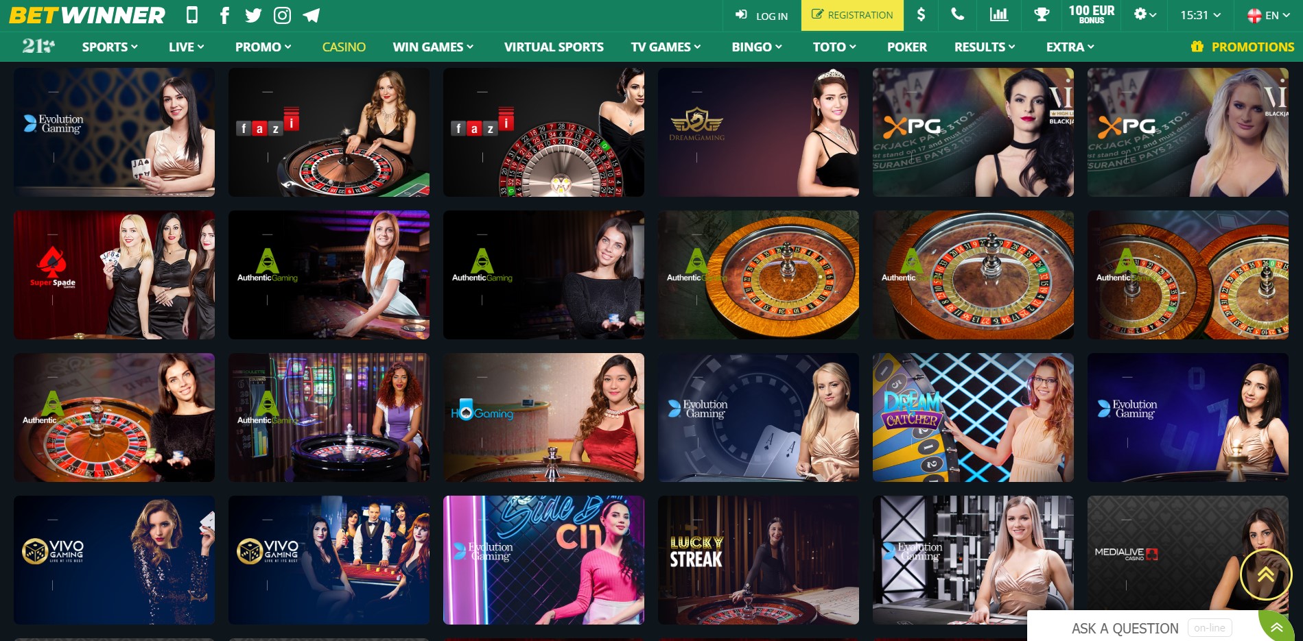 Betwinner Live Casino