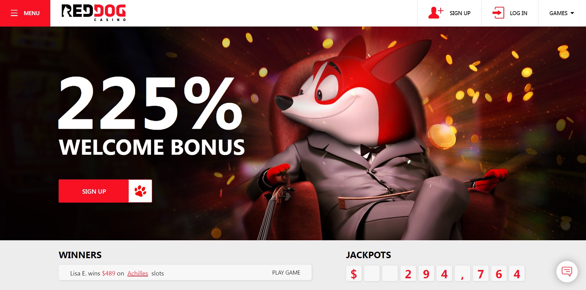 Red Dog Casino Homepage