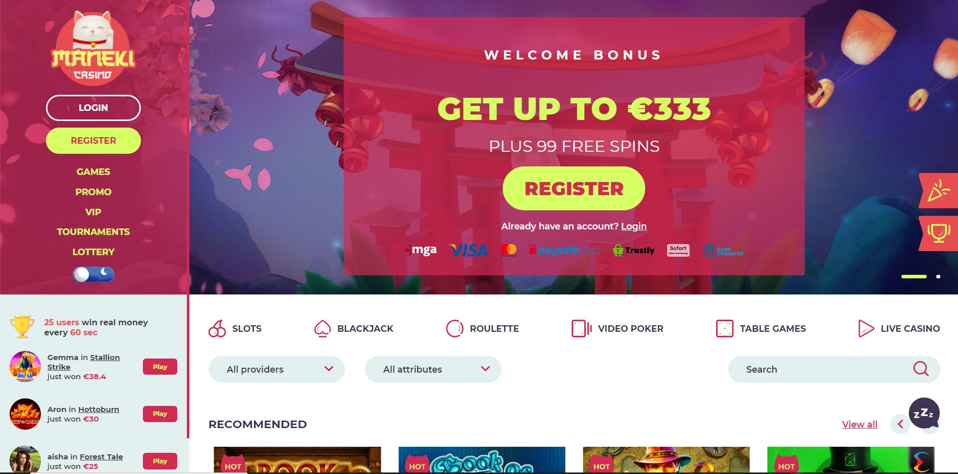 Maneki Casino Welcome Bonus