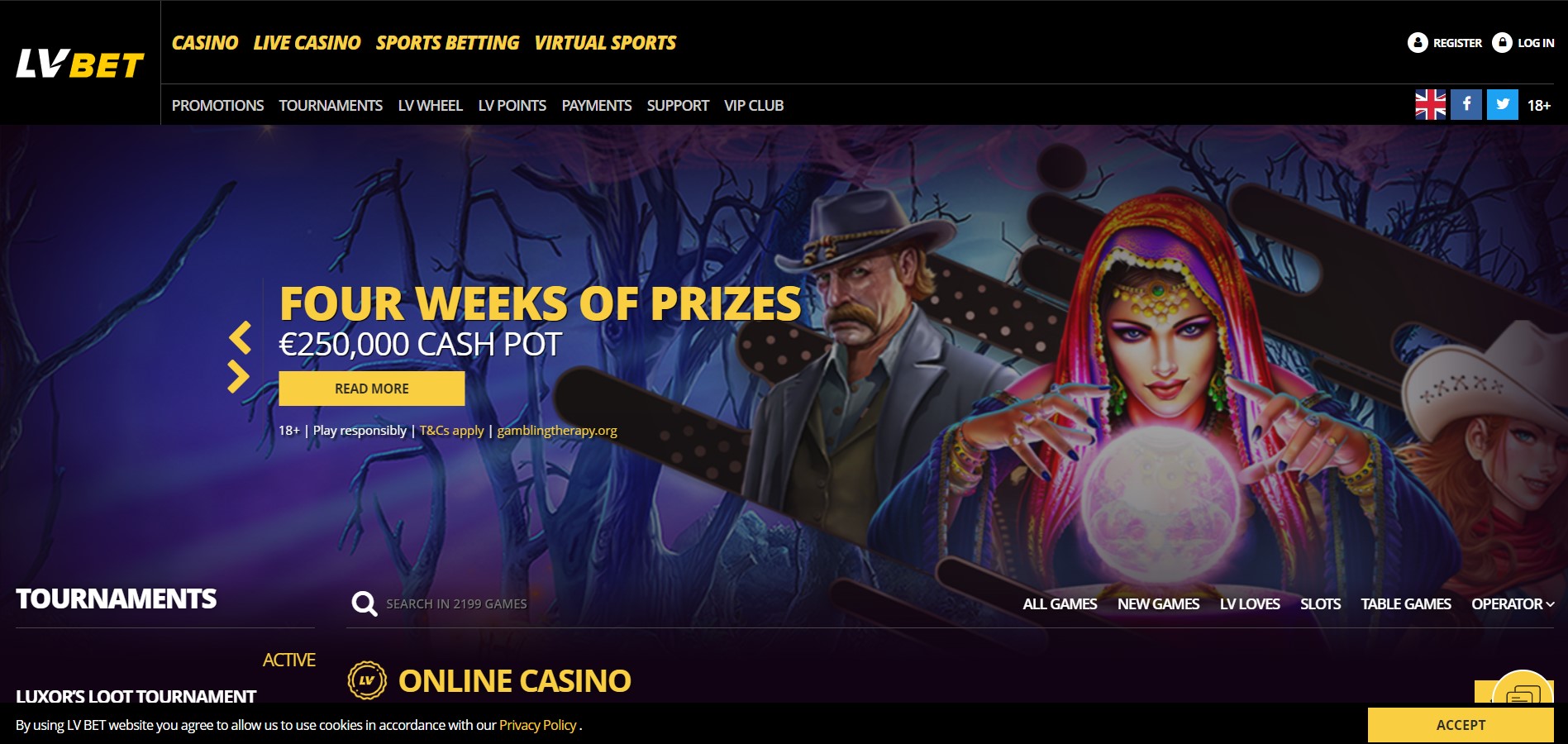 LVBet Casino Homepage