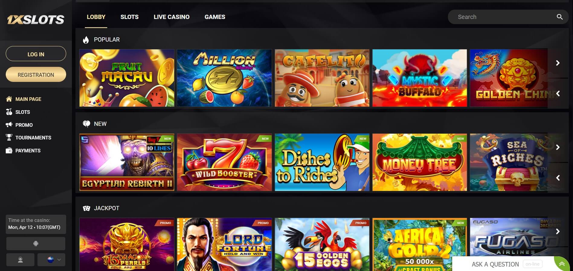 1xSlots Popular Games