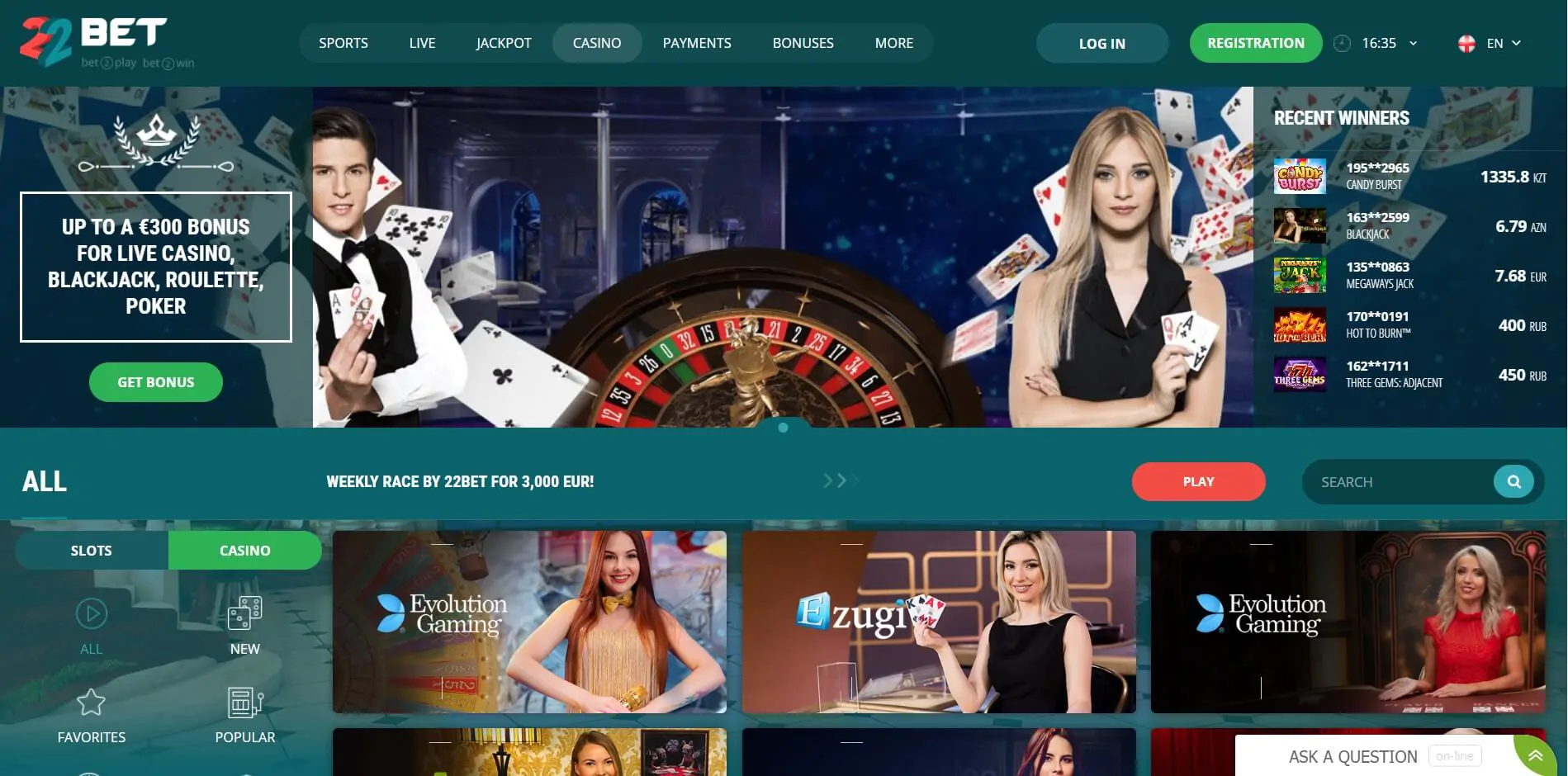 22bet Homepage